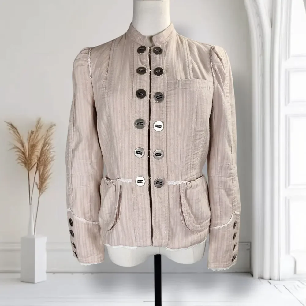Marc Jacobs Blush Textured Jacket Eyelet Lace Trim Military Utility Size 8